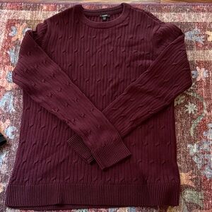 Express Men's Deep Burgundy Crewneck Sweater